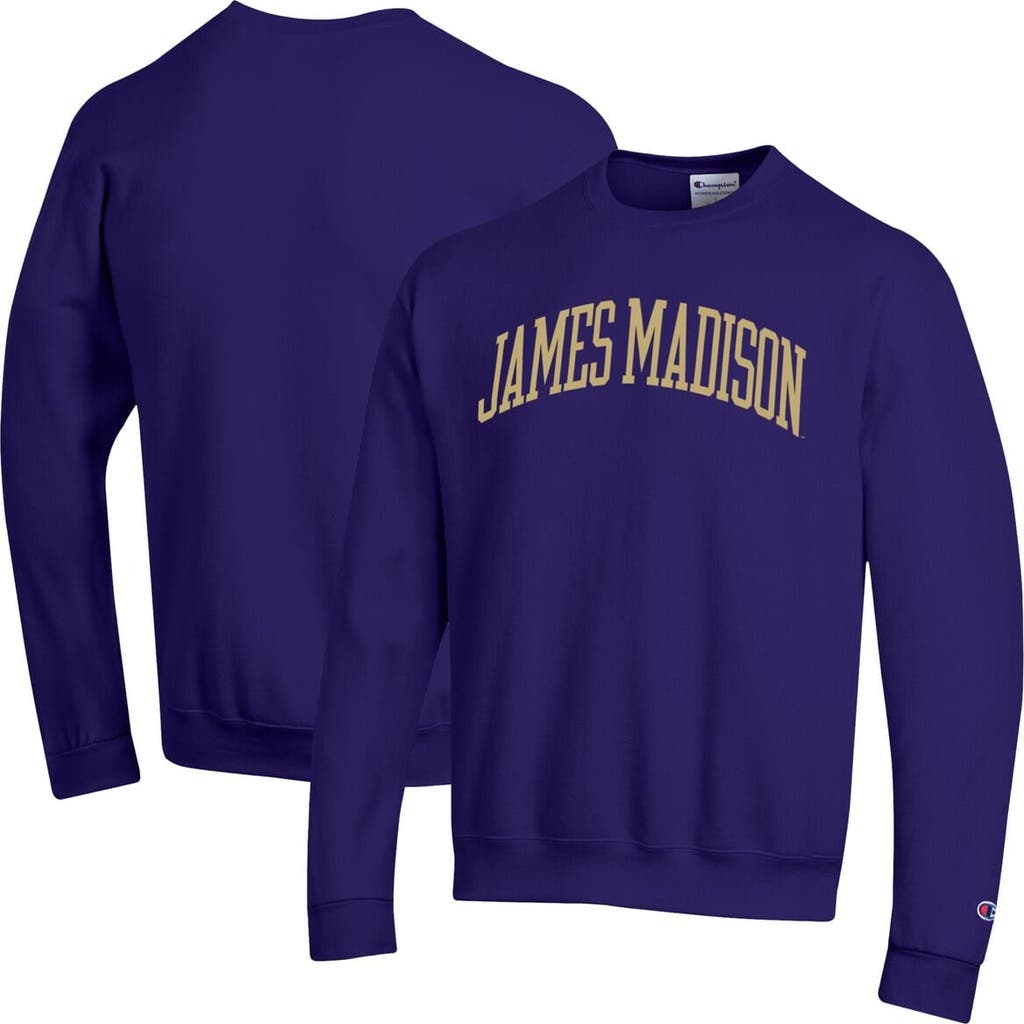 Champion Purple James Madison Dukes Basic Arch Fleece Pullover Sweatshirt