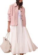 MINT VELVET Suede Jacket with Classic Collar & Button-Front Pockets