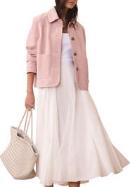 MINT VELVET Suede Jacket with Classic Collar & Button-Front Pockets