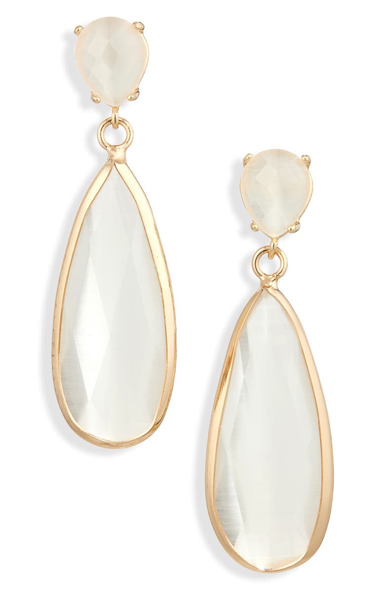 Cara Glass Drop Earrings, Main, color, White