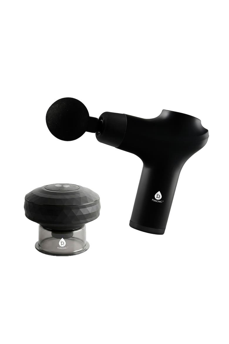 3-Speed Massage Gun & Cupping Therapy Device, Main, color, Black
