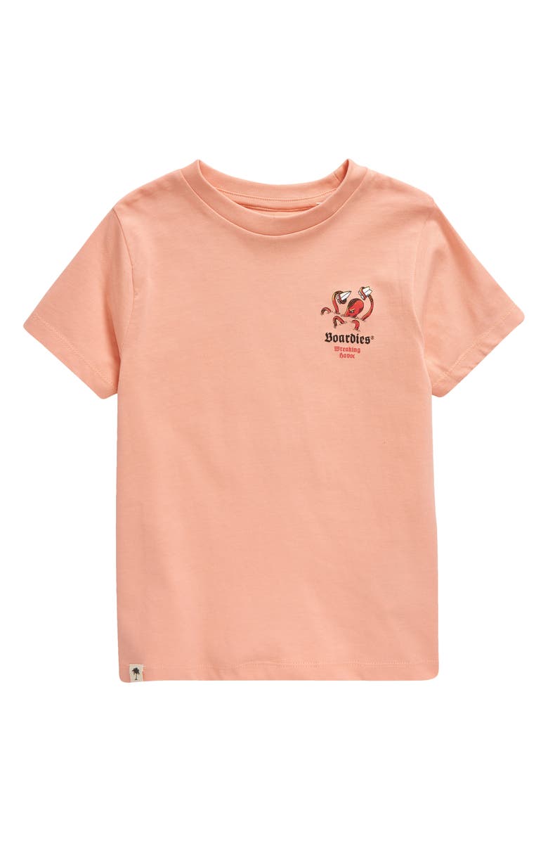 Boardies Kids' Wreaking Havoc Organic Cotton Graphic T-Shirt, Main, color, Peach