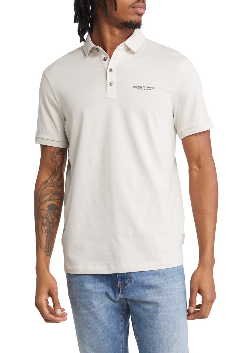 Milano/New York Logo Polo, Main, color, WHITE PEPPER