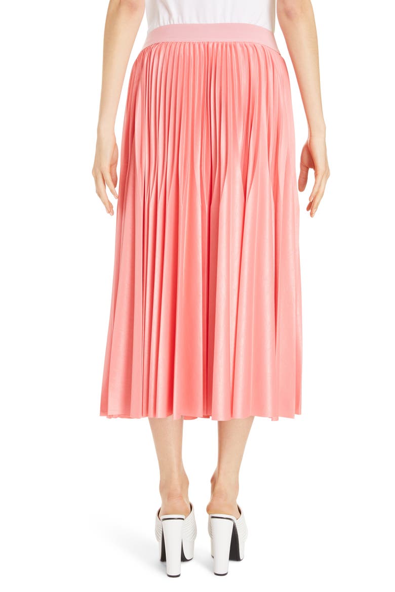 Logo Waist Pleated Midi Skirt, Alternate, color, FLAMINGO