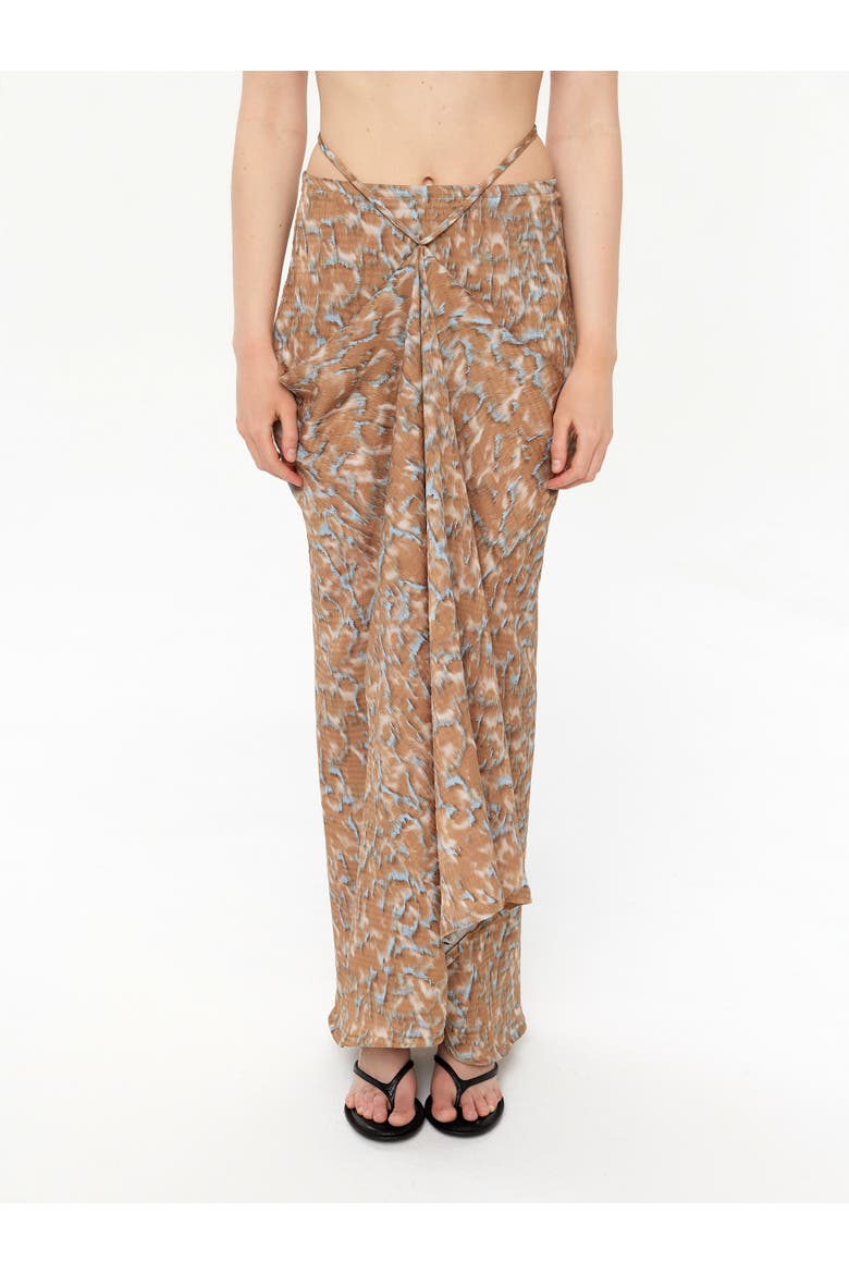 Low Rise Draped Maxi Beach Skirt, Main, color, Ripple