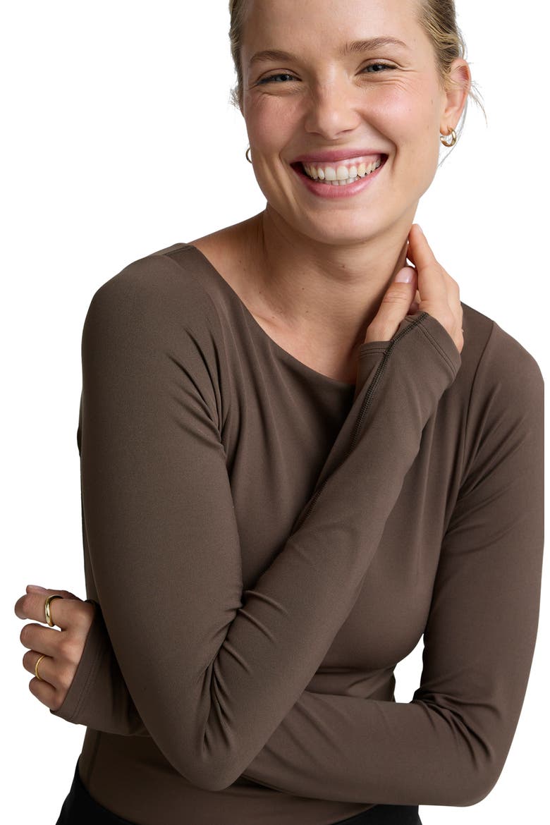 Serene Boatneck Bodysuit, Alternate, color, DUSK BROWN