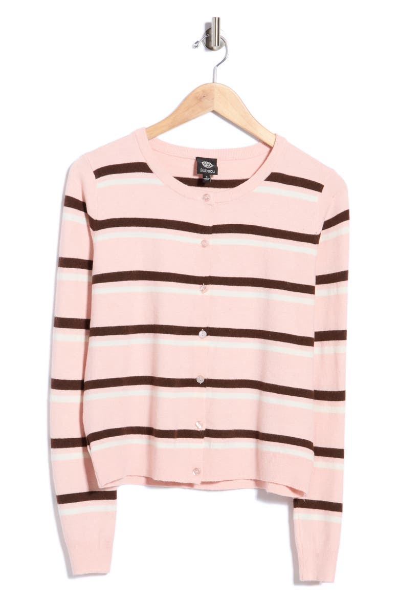 Buttoned Striped Cardigan, Main, color, LT PINK/ CHOCOLATE/ PINK