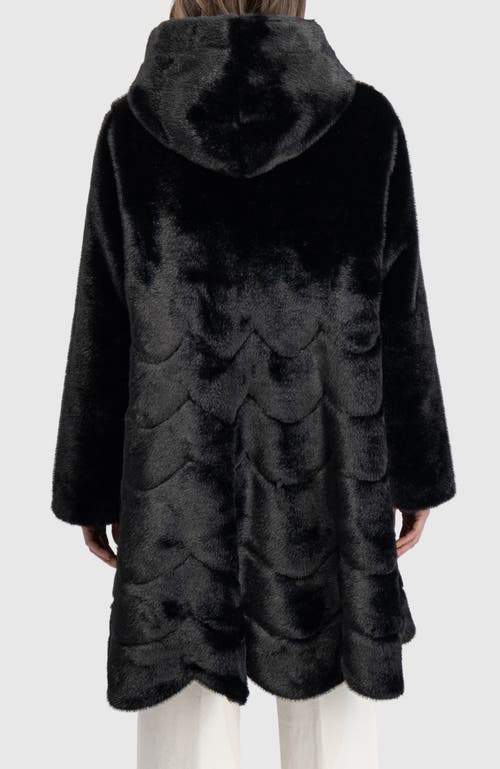 Lyla Grant Faux Fur Mink Reversible Parka Coat In Black