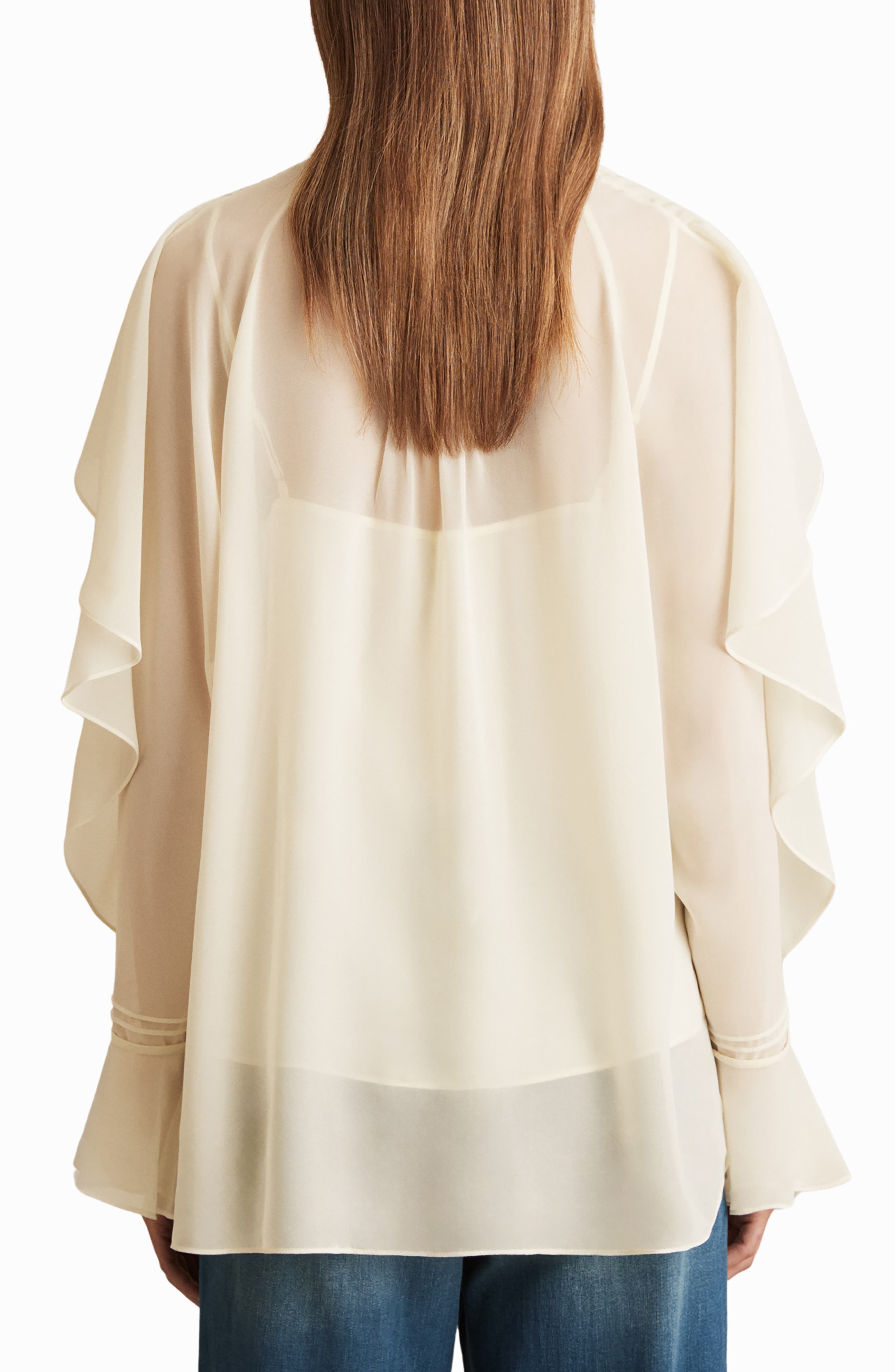 Milo Semisheer Ruffle Fluted Sleeve High-Low Top - image 2