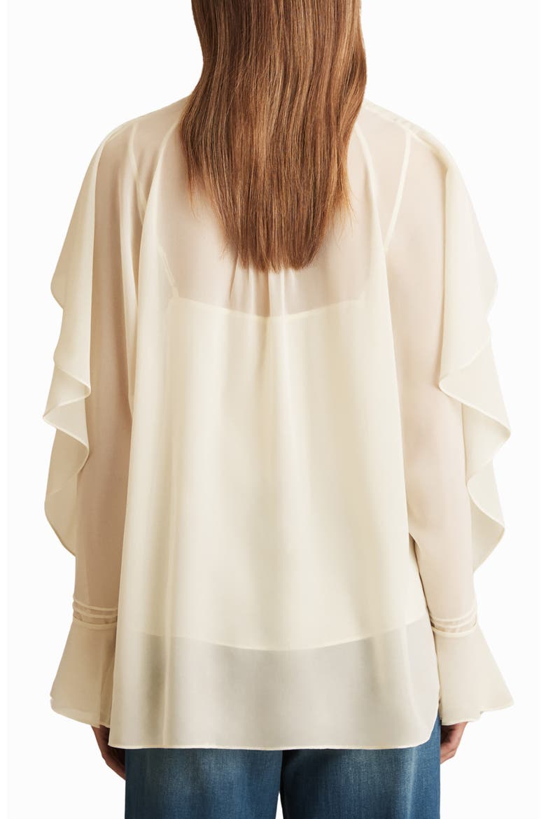 Milo Semisheer Ruffle Fluted Sleeve High-Low Top, Alternate, color, CREAM