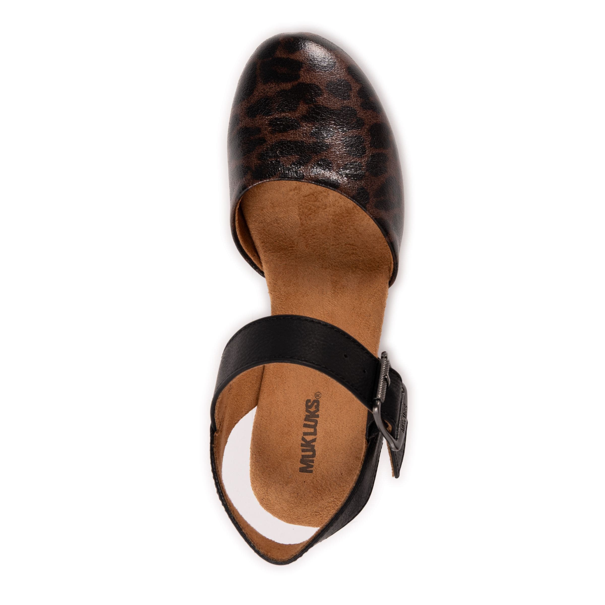 MUK LUKS Merritt Quarter Strap Clog, Alternate, color, Leopard/ Black