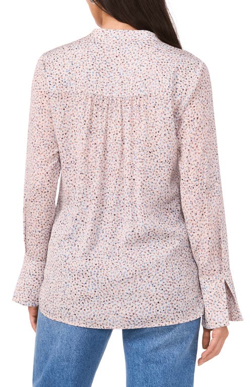 VINCE CAMUTO VINCE CAMUTO DOT PRINT V-NECK SPLIT CUFF TOP