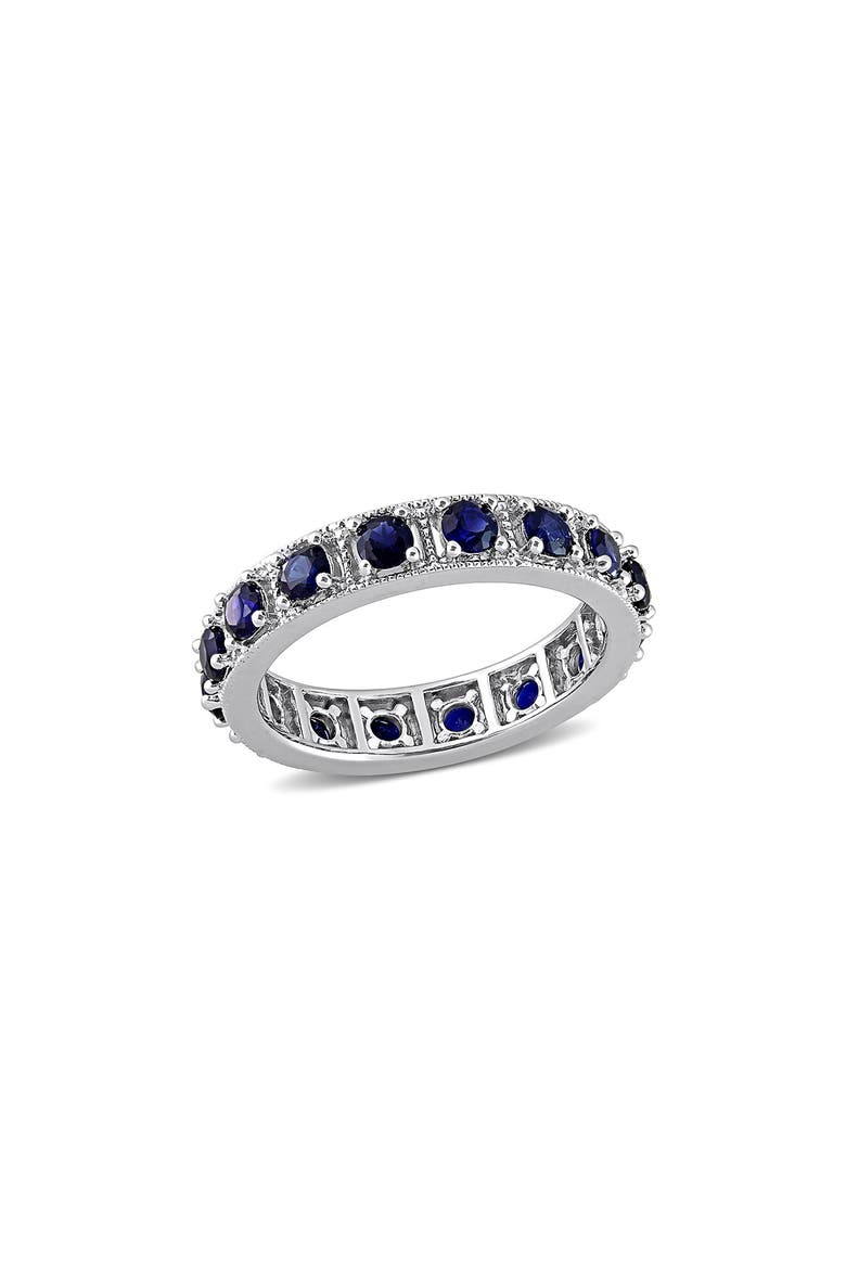 Sterling Silver Created Blue Sapphire Ring, Main, color, BLUE