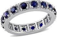 DELMAR Sterling Silver Created Blue Sapphire Ring