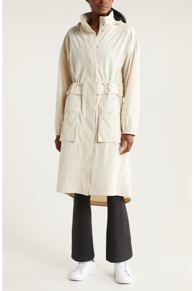 Step Out Water Repellent Jacket with Stowaway Hood, Main, color, GREY MOONBEAM