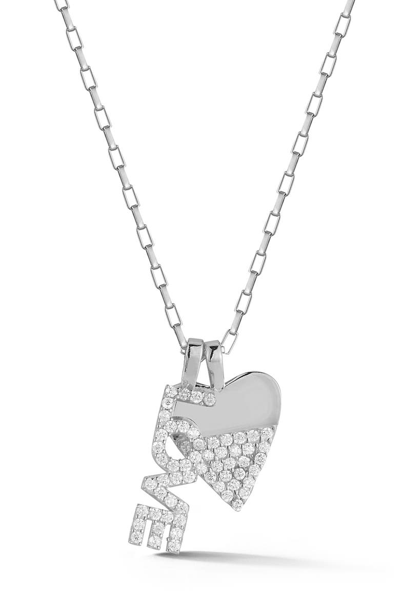 Love Heart Pendant Necklace, Main, color, SILVER