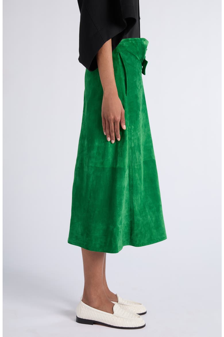 Soft Suede Midi Skirt, Alternate, color, 3138 GRASS GREEN