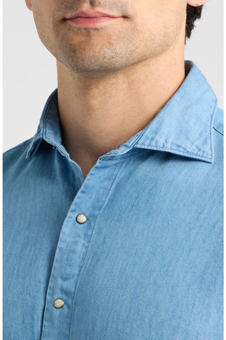 Chambray Snap Long Sleeve Shirt, Alternate, color, RIPPLE