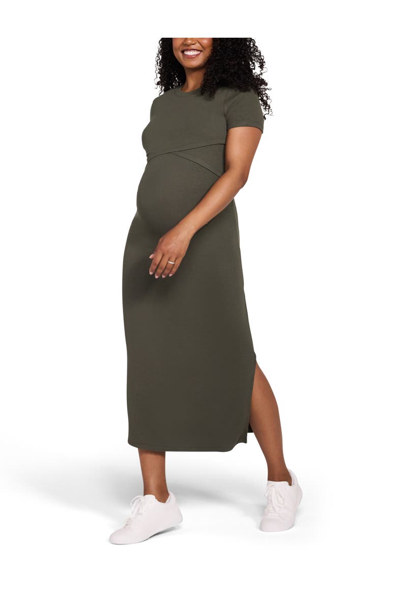 Crew Neck Short Sleeve Nursing Midi Dress, Main, color, Deep Depths