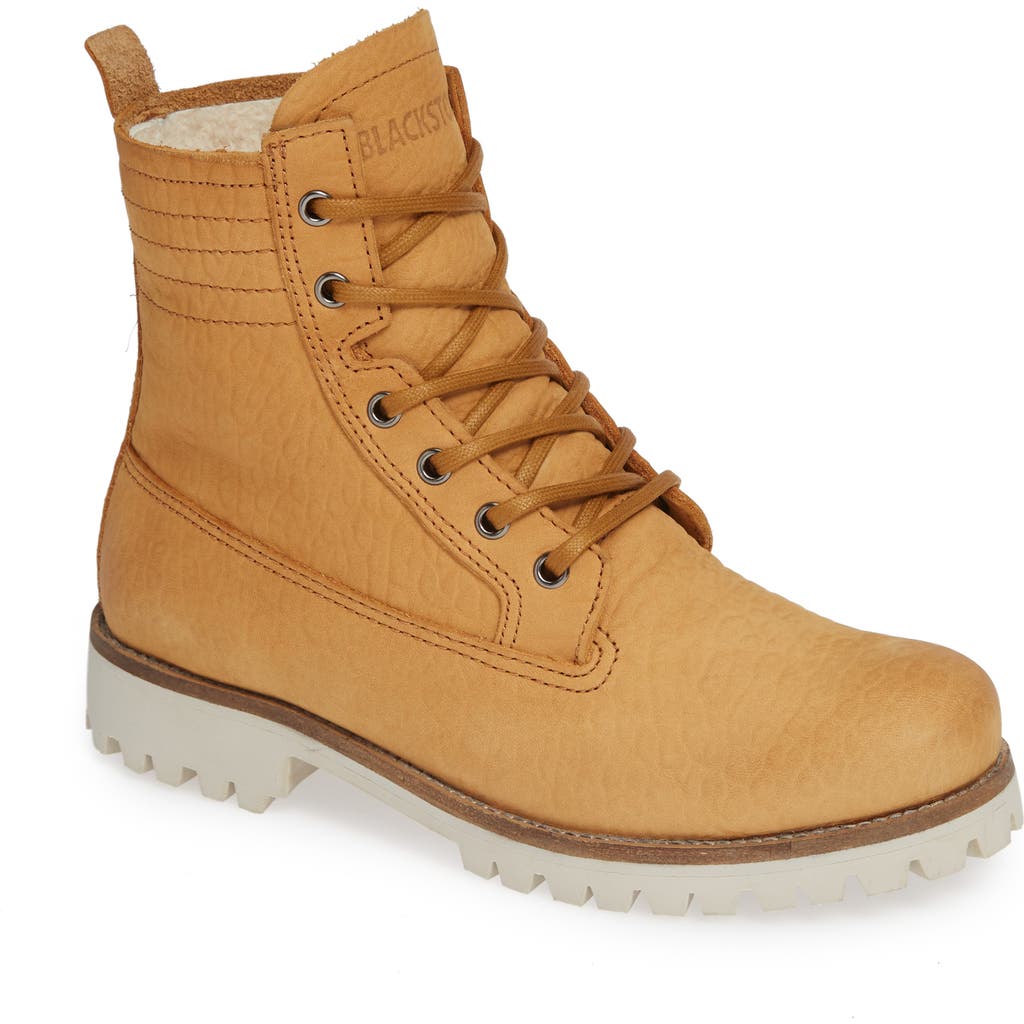 Blackstone Ol22 Lace-up Boot With Genuine Shearling Lining In Gold