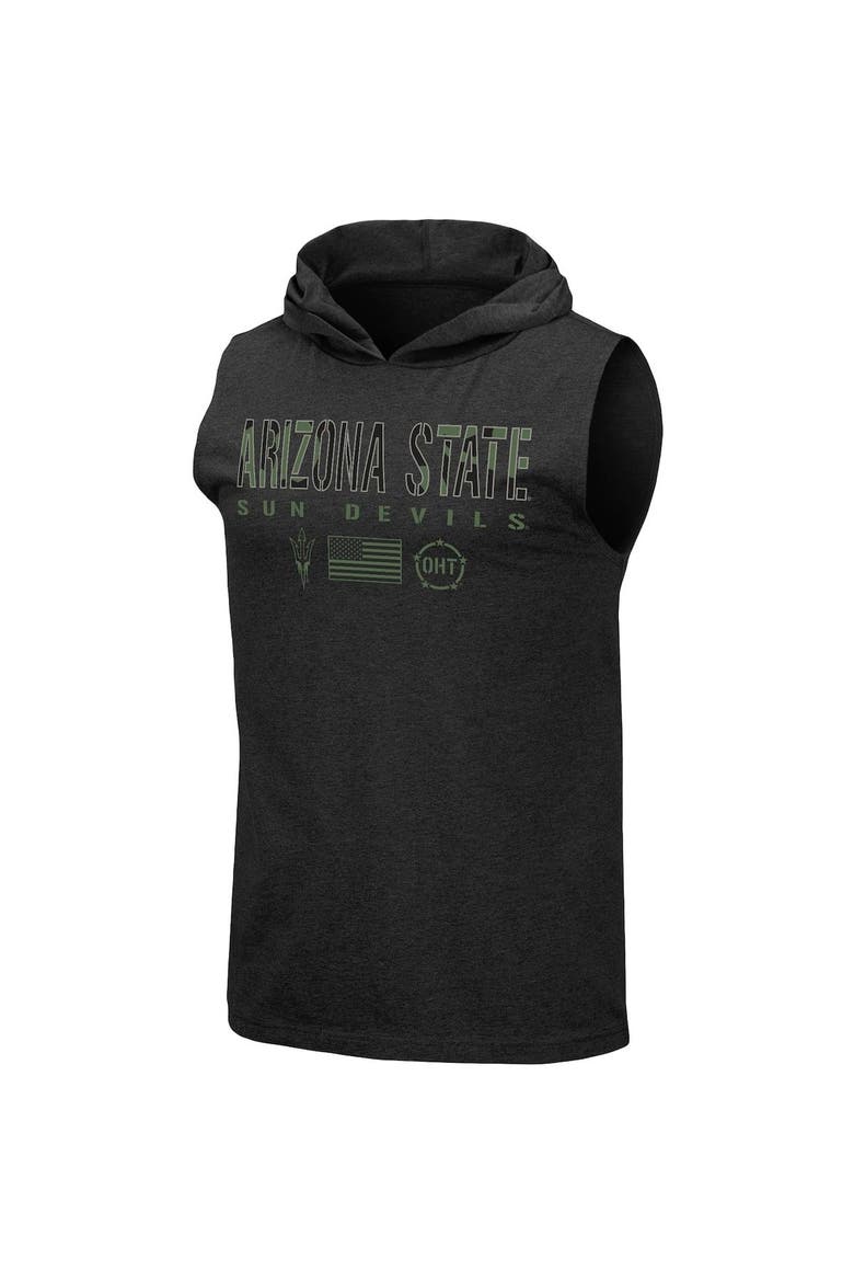 Men's Colosseum Black Arizona State Sun Devils OHT Military Appreciation Camo Logo Hoodie Sleeveless T-Shirt, Alternate, color, Black