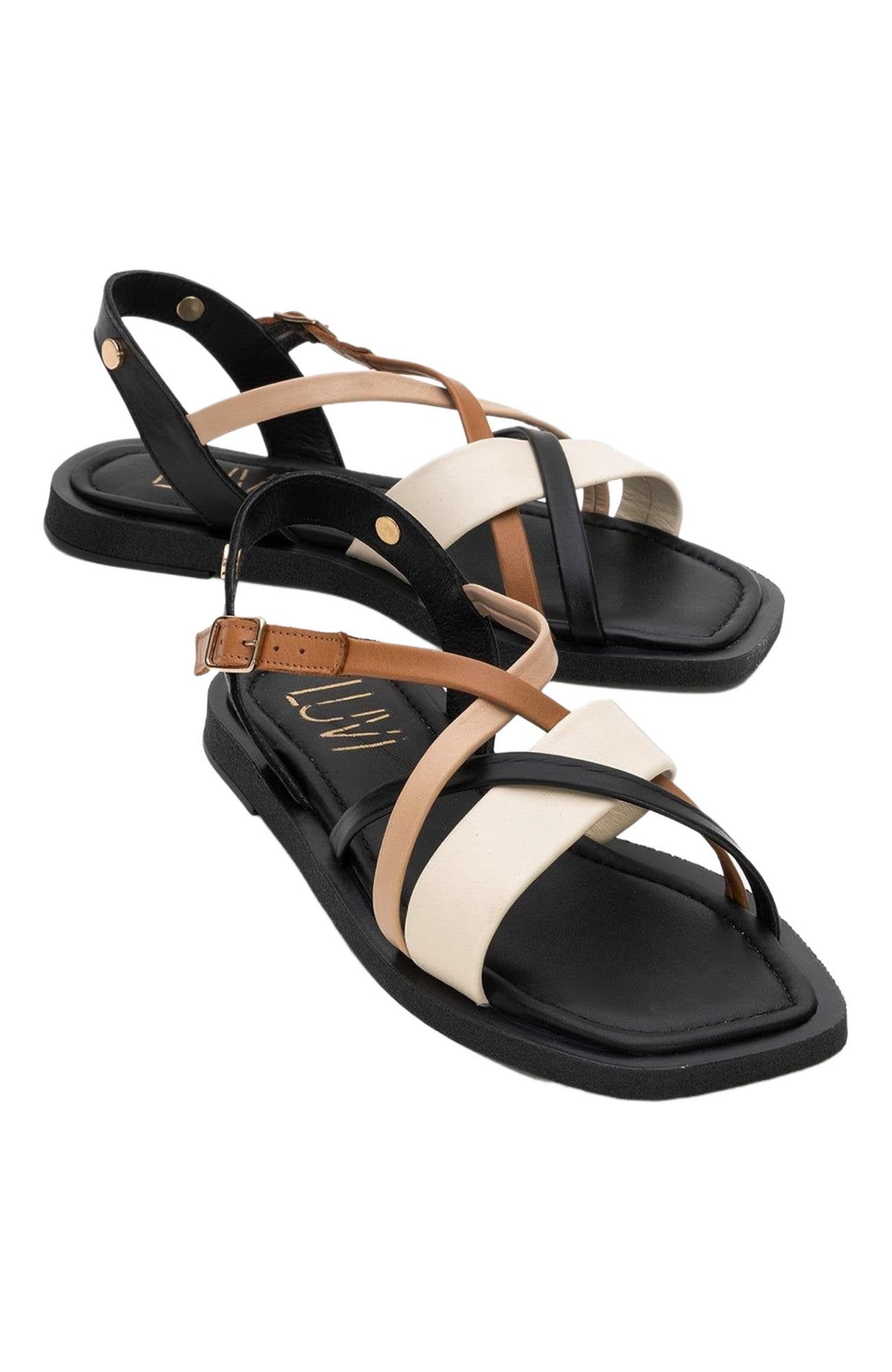Forever 
Always Shoes Rouse Leather Sandal, Alternate, color, Black Leather