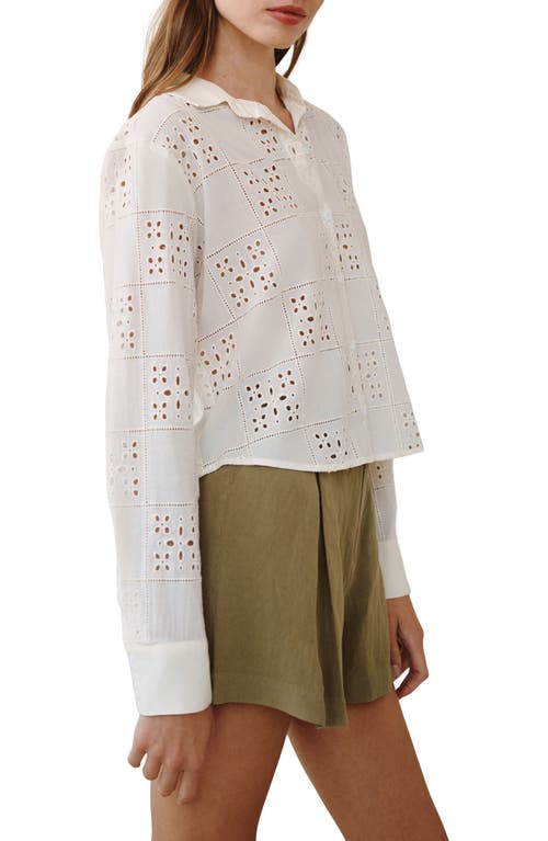 Bella Dahl Embroidered Eyelet Button-up Shirt In Multi