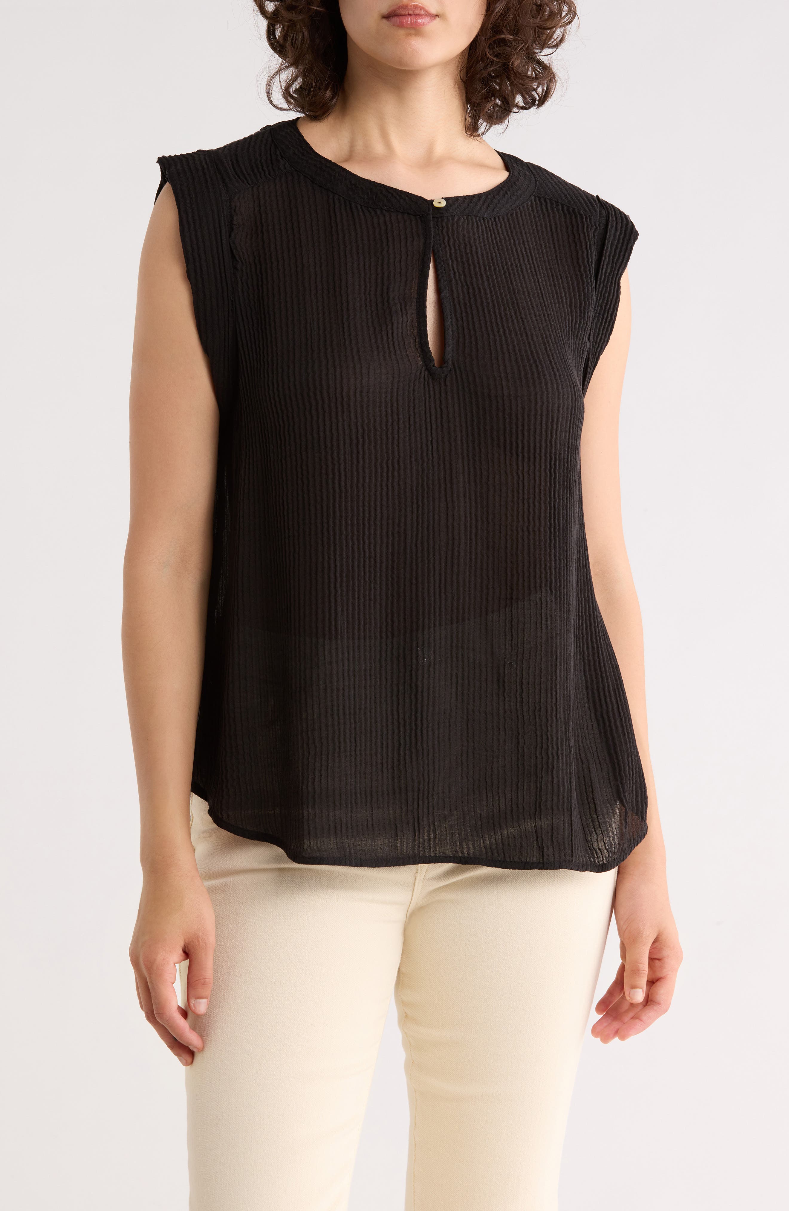 ELIE ELIE TAHARI Cap Sleeve Shirred Top
