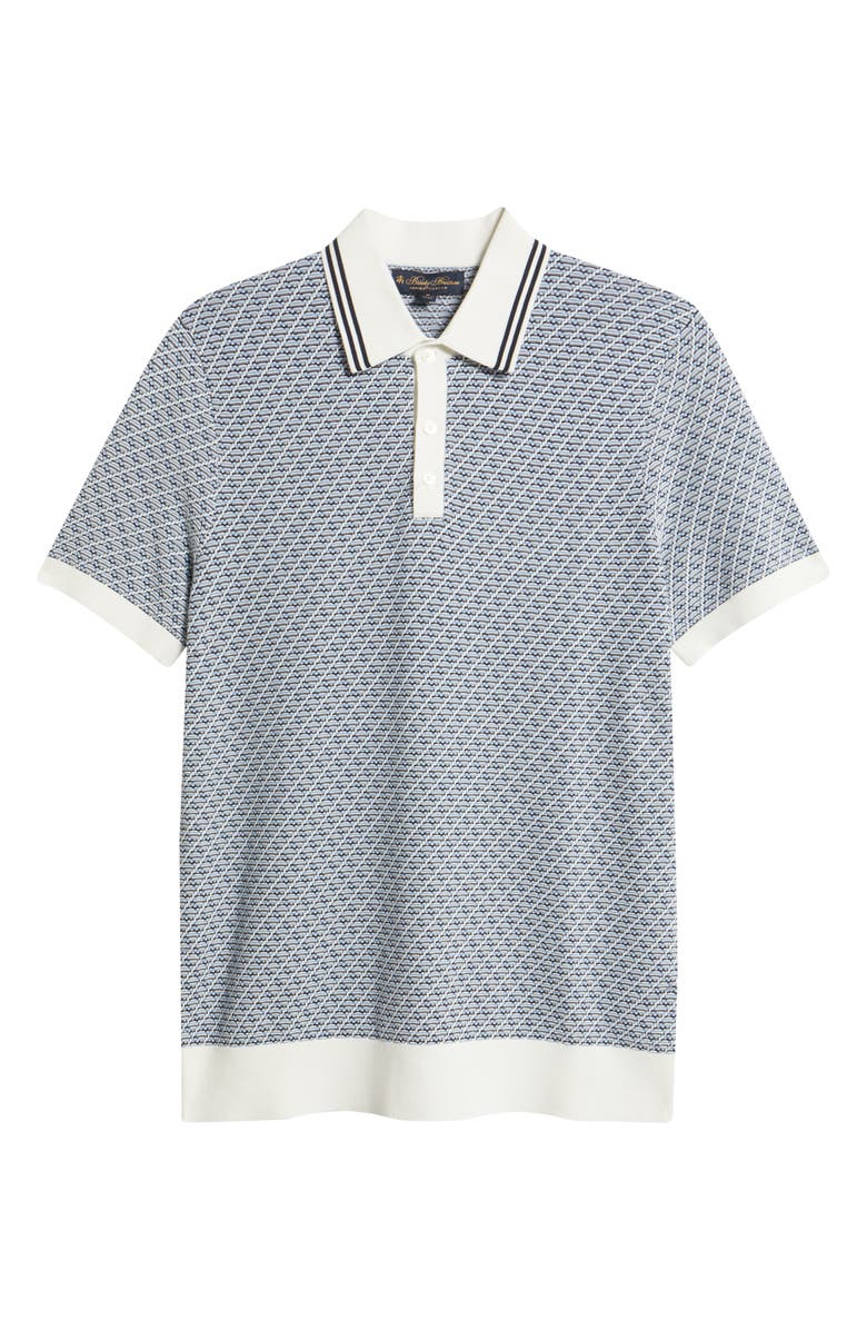 Brooks Brothers Geometric Textured Cotton Polo Sweater, Alternate, color, Texture Diamond Ivory Multi