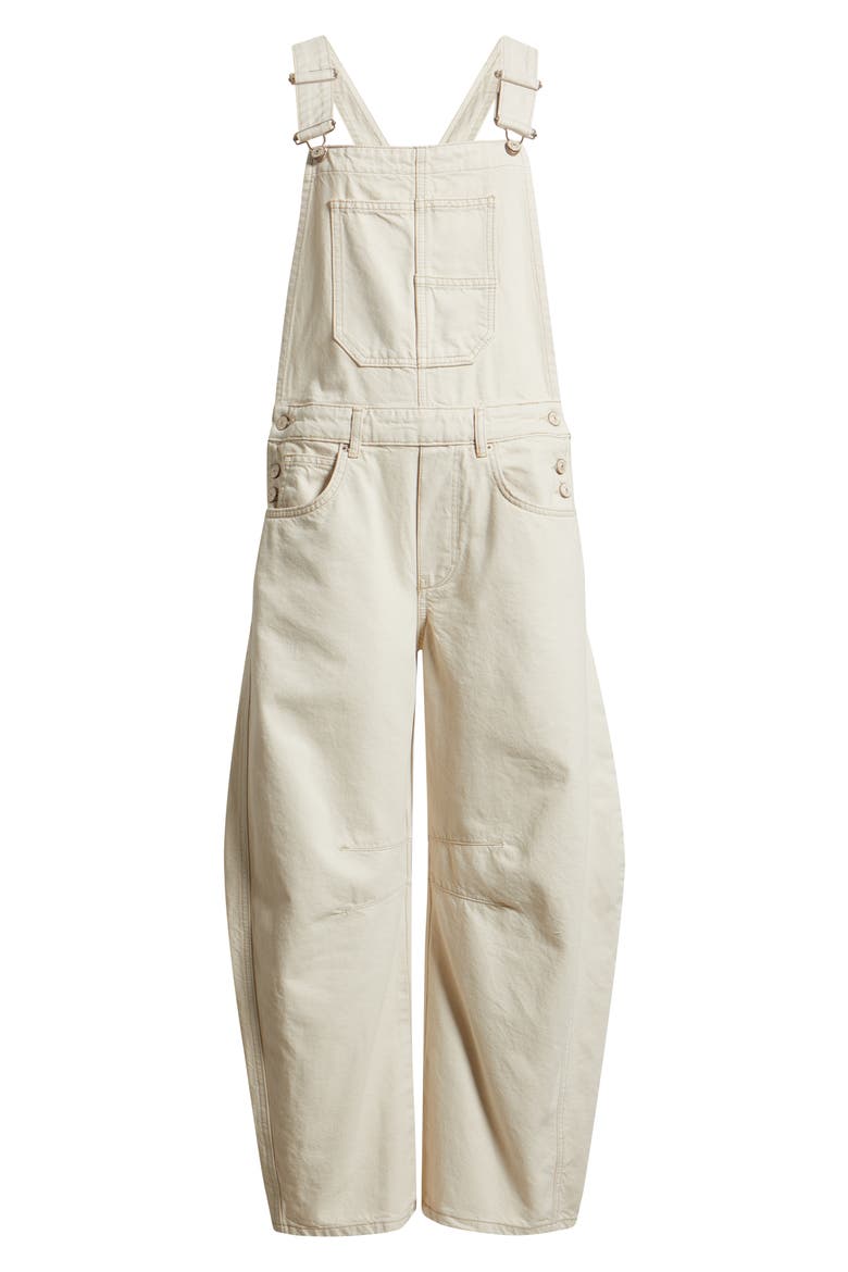 We The Free Good Luck Denim Overalls, Alternate, color, MILK