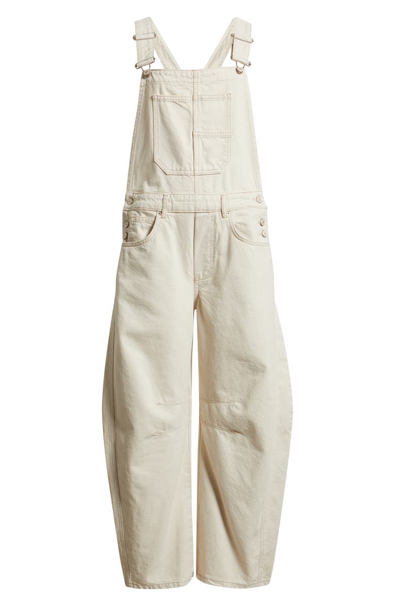 Free People Good Luck Denim Overalls, Alternate, color, Milk