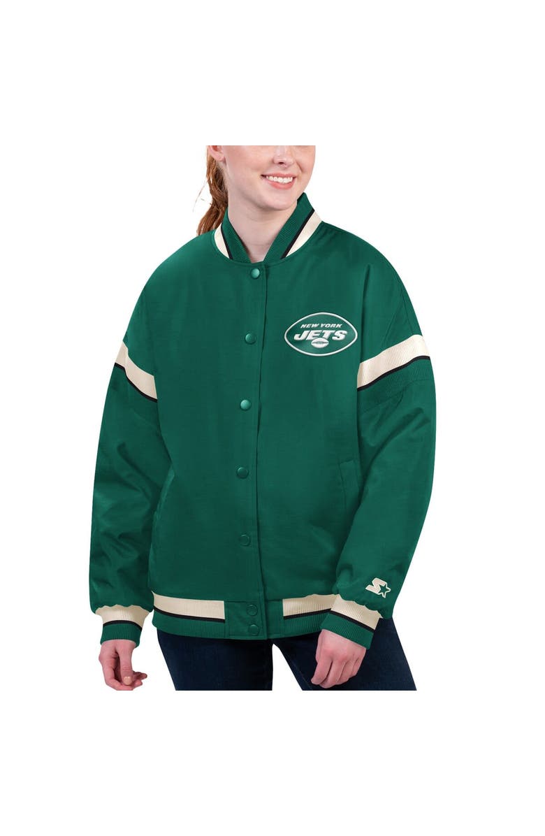 STARTER Women's Starter Green New York Jets Tournament Full-Snap Varsity Jacket, Alternate, color, Green