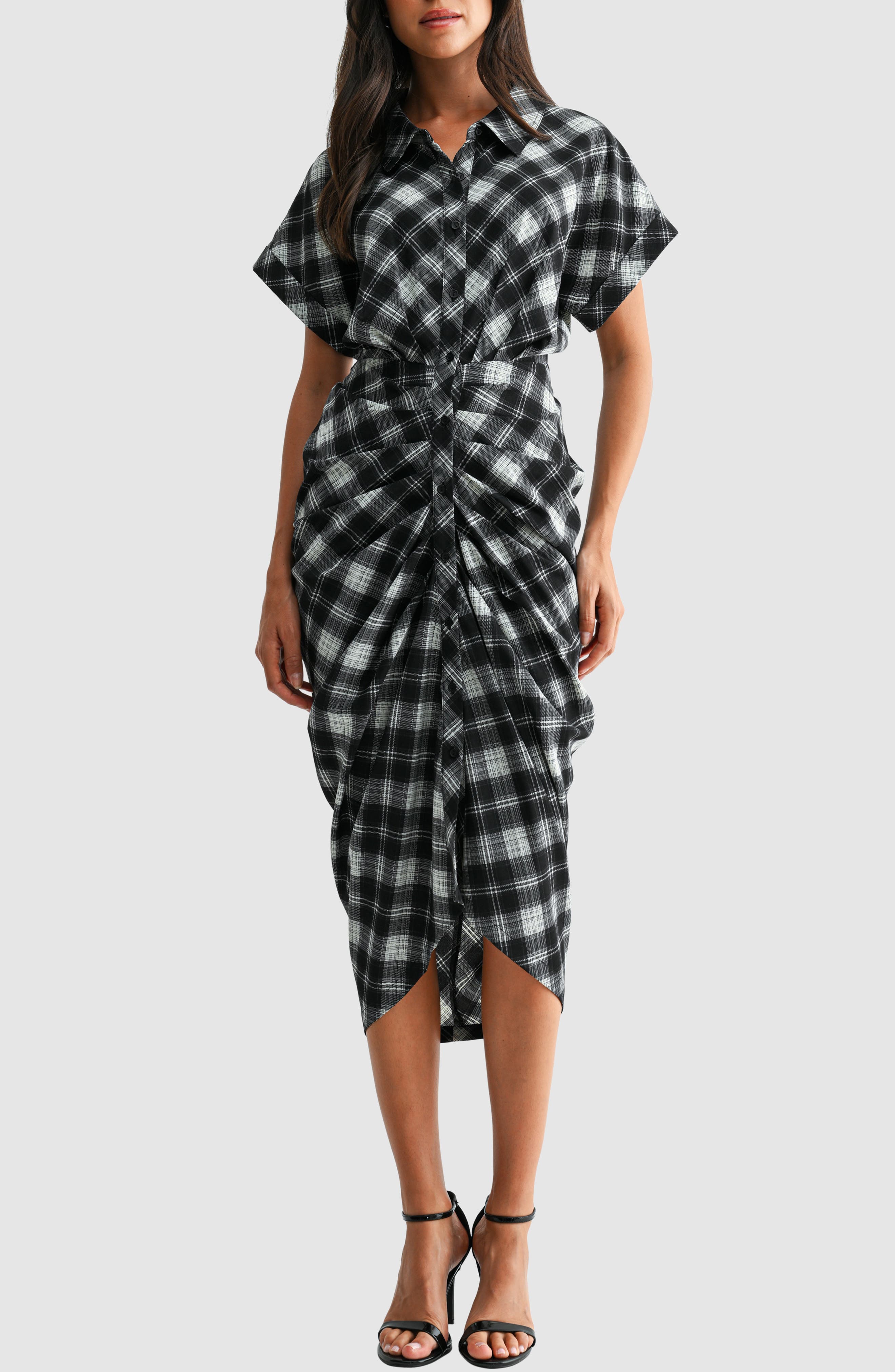 Ruched Shirt Midi Dress