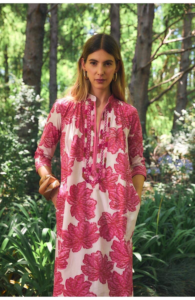 Ro's Garden Crispy Cotton Clorinda Long Kurta, Alternate, color, Pink Eenika