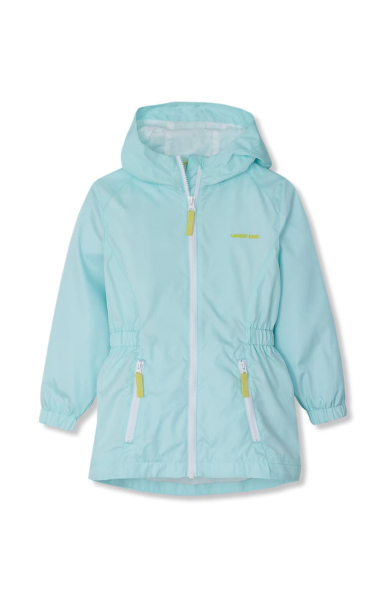Lands' End Girls Hooded Water Resistant Rain Jacket, Main, color, Light Blue