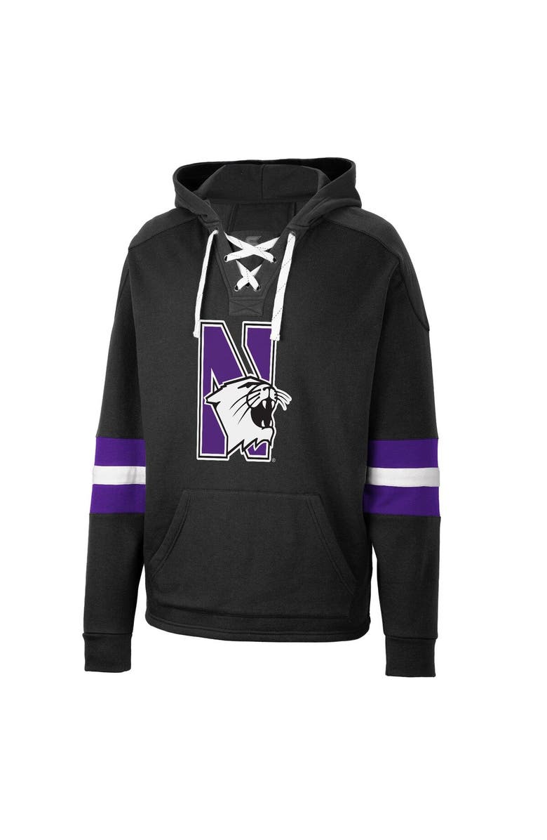 COLOSSEUM Men's Colosseum Black Northwestern Wildcats Lace-Up 4.0 Pullover Hoodie, Alternate, color,