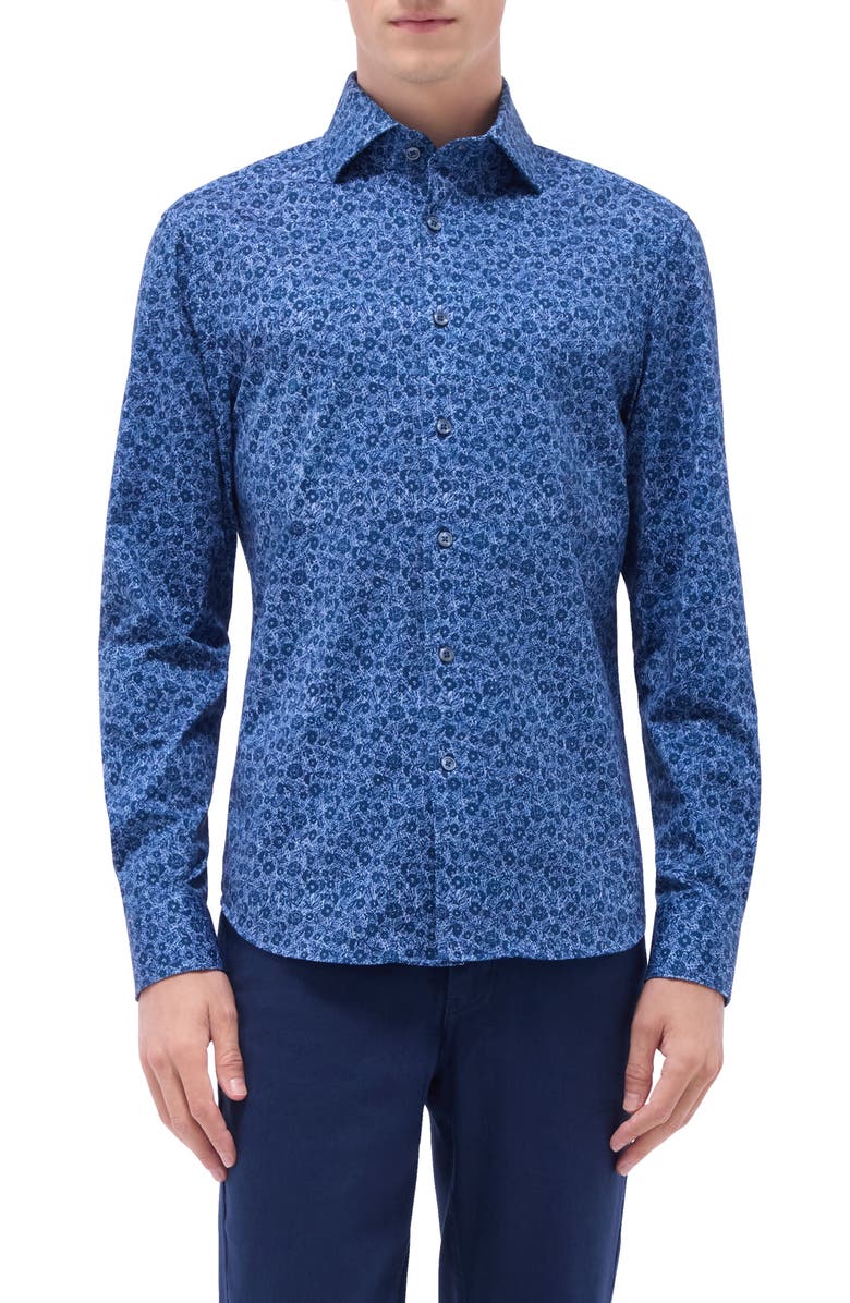 Bugatchi Devon OoohCotton<sup>®</sup> Floral Button-Up Shirt, Main, color, 