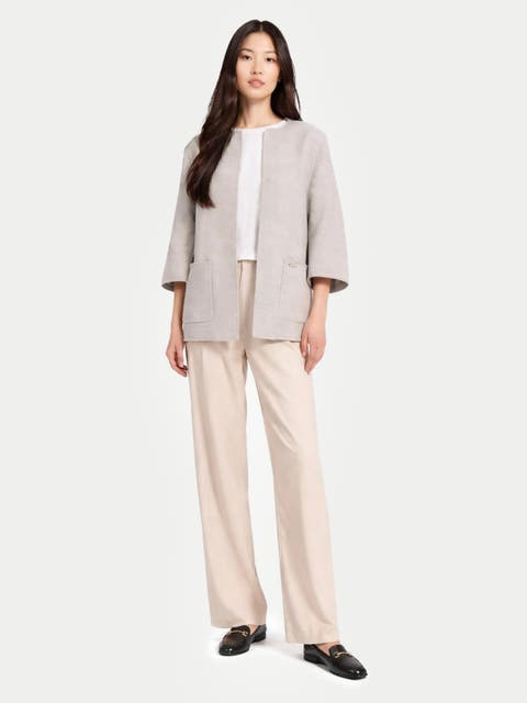 Patch Pocket Cashmere Poncho Jacket