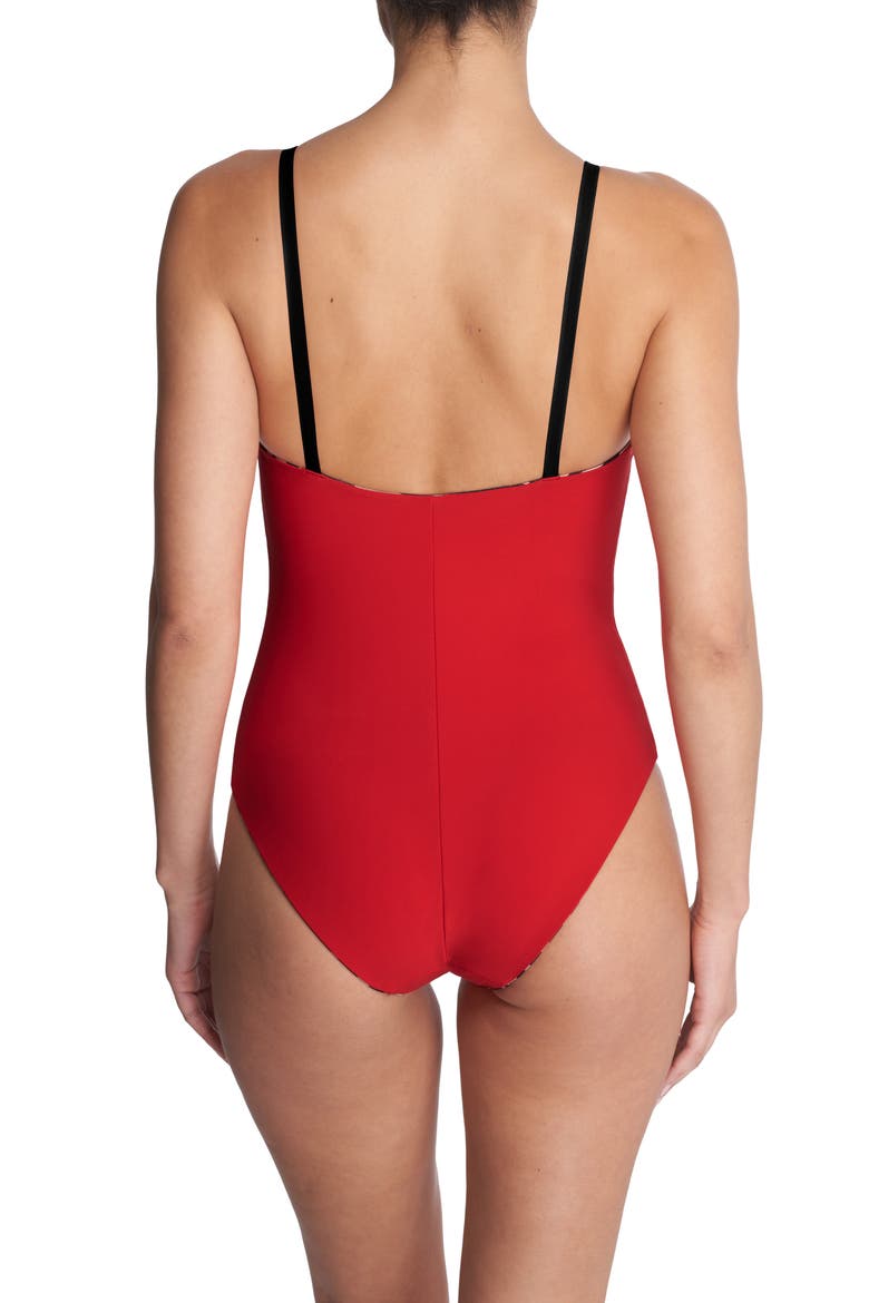 Riviera Reversible One-Piece Swimsuit, Alternate, color, CAMEL ZEBRA / POINSETTIA