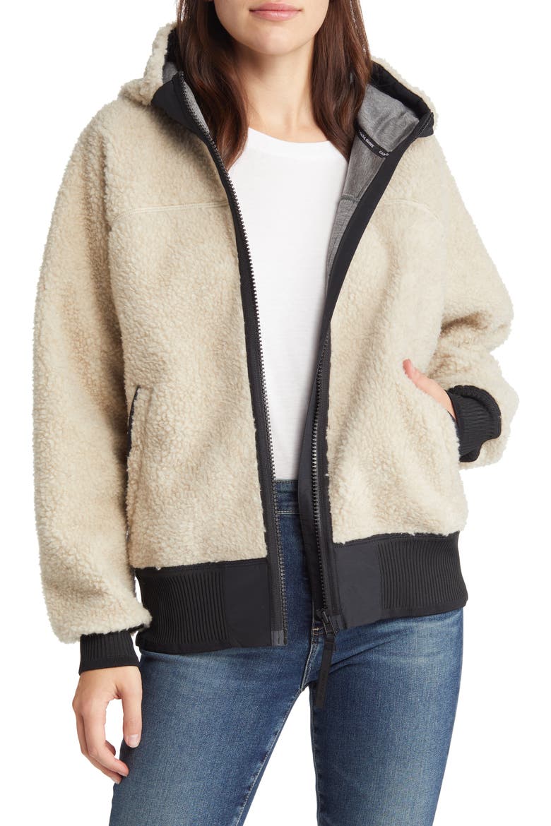Simcoe Fleece Zip-Up Hooded Jacket, Main, color, LIGHT TAN-TAN CLAIR