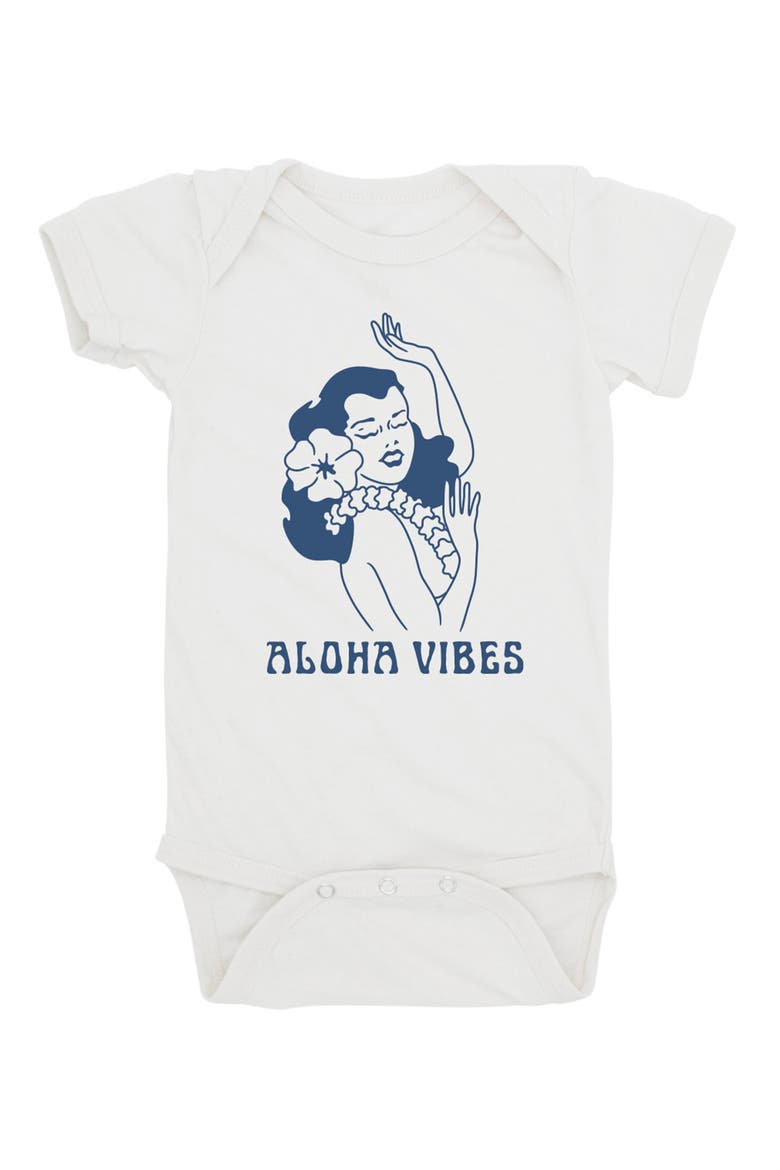 Aloha Vibes Cotton Bodysuit, Main, color, WHITE