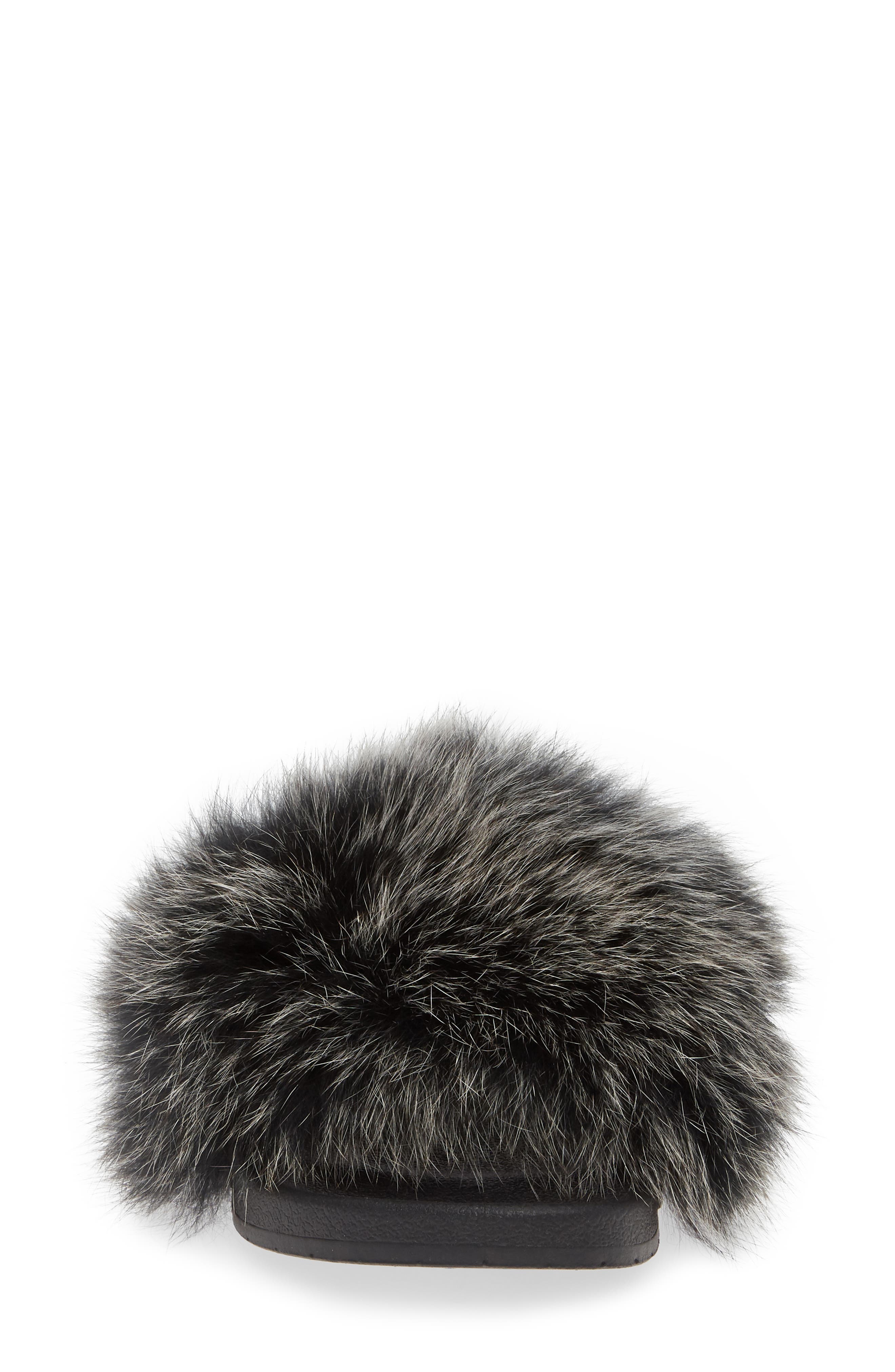 patricia green Foxy Genuine Fox Fur Slipper, Alternate, color, 