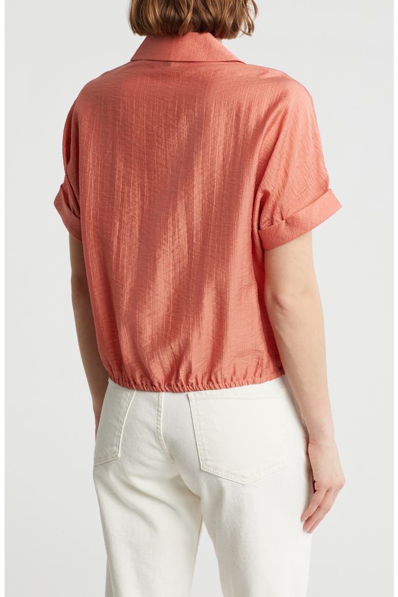Short Sleeve Tie Hem Button-Up Shirt, Alternate, color, DESERT ROSE