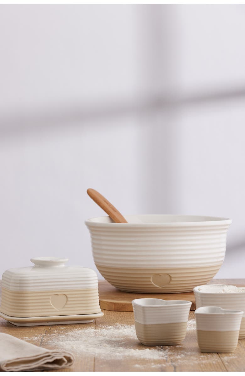 MASON CASH Rustic Charm Butter Dish, Covered Stoneware Butter Keeper, Alternate, color, Beige