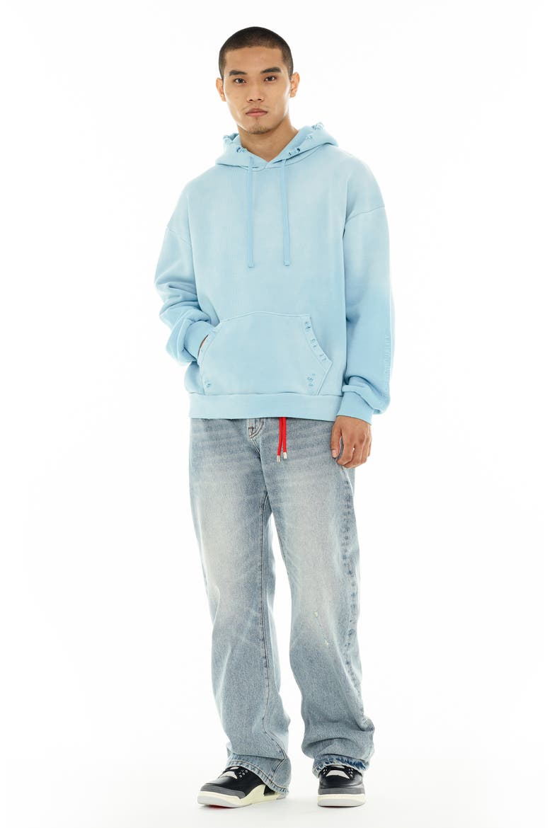 Core Distressed French Terry Pullover Hoodie, Alternate, color, BLUE GLOW