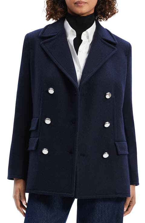 Double Breasted Wool Peacoat Blazer