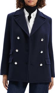 Theory Double Breasted Wool Peacoat Blazer