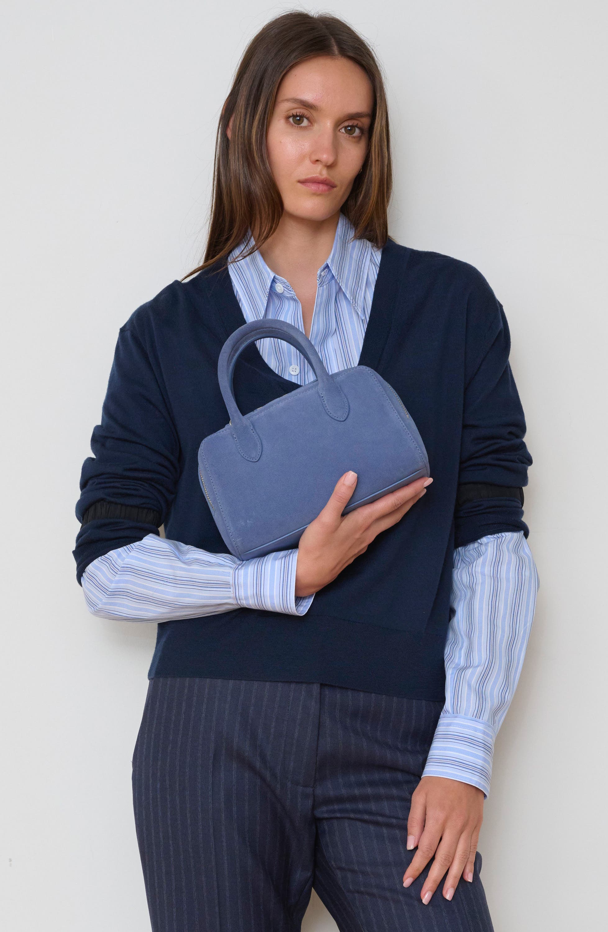 The Ivy 22 Leather Satchel, Alternate, color, DENIM BLUE