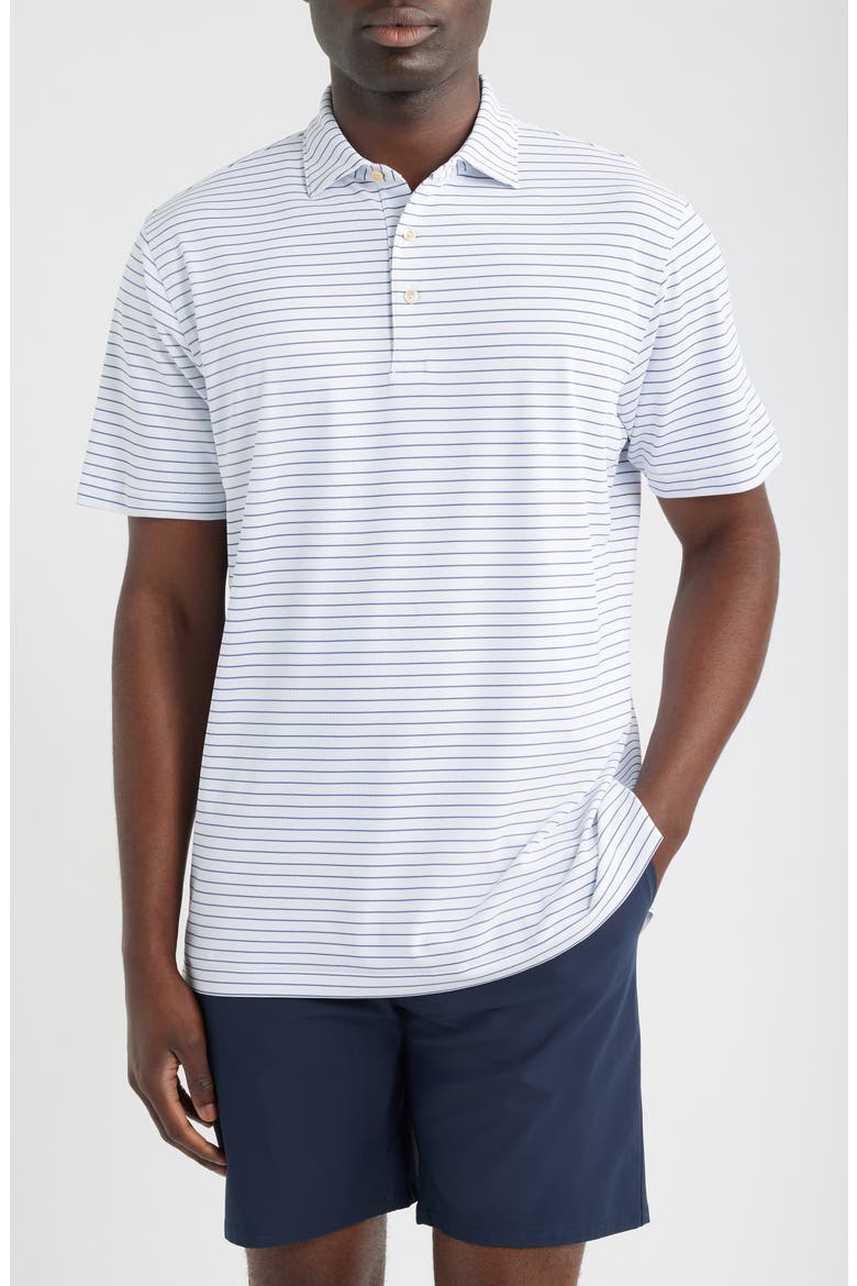 Winston Summer Comfort Performance Piqué Polo, Main, color, WHITE / BALI BLUE