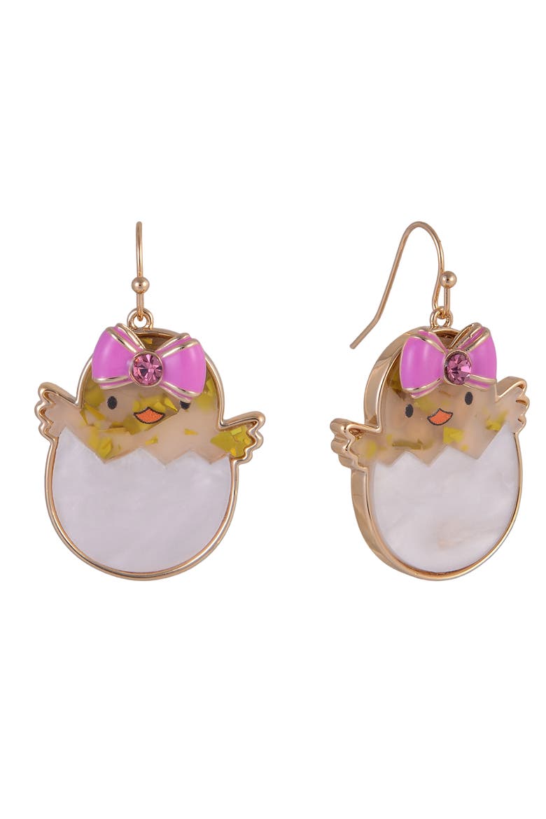Easter Baby Chick Earrings, Main, color, White